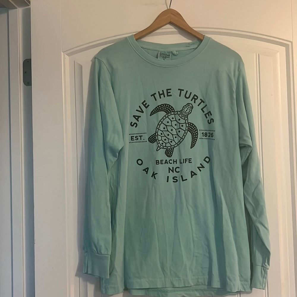 Save The Turtles Beach Life Oak Island NC T Shirt Large